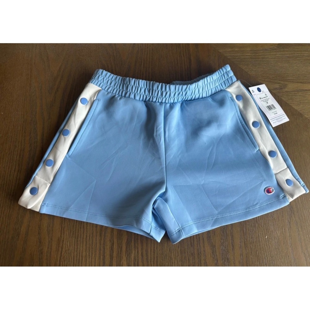 Champion Girls Glacier Blue Snap Side Track Shorts Size M 10/12 NWT